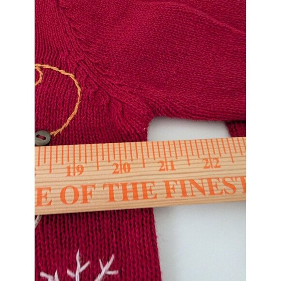 Vintage Ice Skating Cardigan Womens Size Small Red Snowflakes Winter Plaid - Picture 10 of 11
